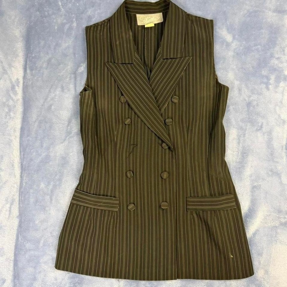 Vintage Stella pinstripe vest with double breasted women size m‎